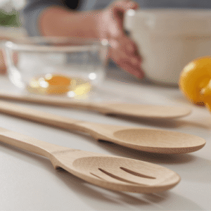 Each Give it a Rest utensil has a built in spoon rest to keep counters clean - bambu