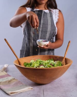 Large 17 inch Classic Round Wood Bowl