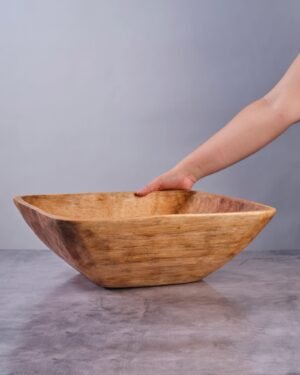 Large 17 inch Nesting Square Wooden Bowl