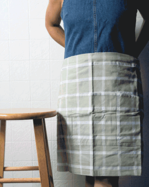 Green Half Apron with Pockets
