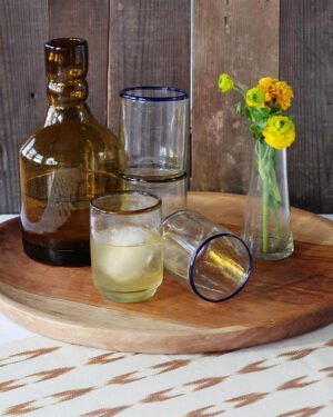 Medium Amber Rim Stacking Glass and decanter
