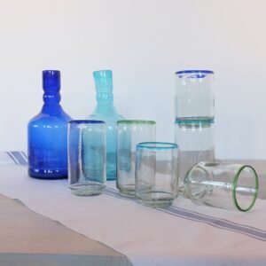Blue,GREEN,AQUA RimPitcherStackingGlasses_WITH DECANTERS