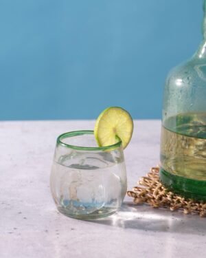 Green Rim Roly Wine Glass