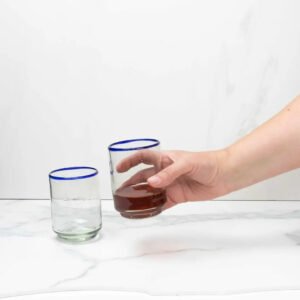 Medium Blue Rim Stacking Drinking Glass