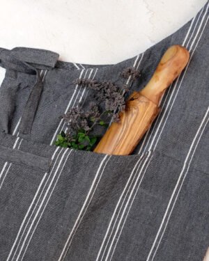 Full Gray Kitchen Apron with pockets |TerraKlay