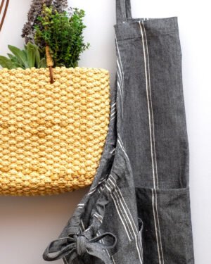 Full Gray Kitchen Apron with pockets |TerraKlay