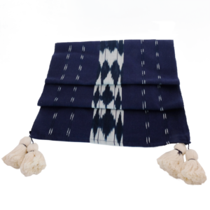 Indigo and White Serpentina Cotton Table Runner