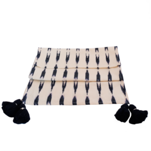 White and Indigo Serpentina Cotton Table Runner