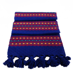 Blue Thick Stripe Florecitas Cotton Table Runner