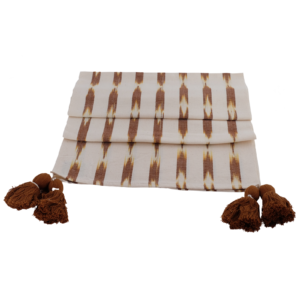 White and Nutmeg Serpentina Cotton Table Runner