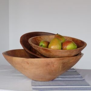 Slate with Navy Stripes Cotton Table Runner - wood  bowl